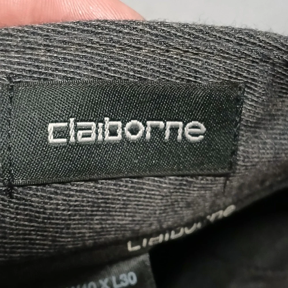 Claiborne Mens Trouser Pleated Dress Pants Cuffed Hem‎ Gray Size 40x30